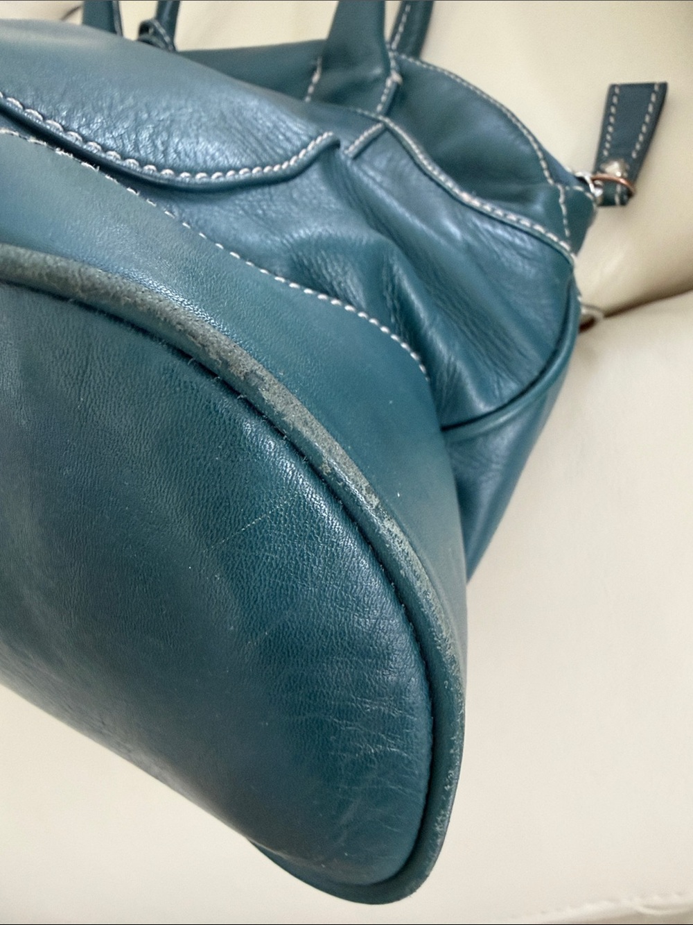 Talbots Beacon Hill domed satchel in a gorgeous teal leather & silver hardware - Picture 12 of 15
